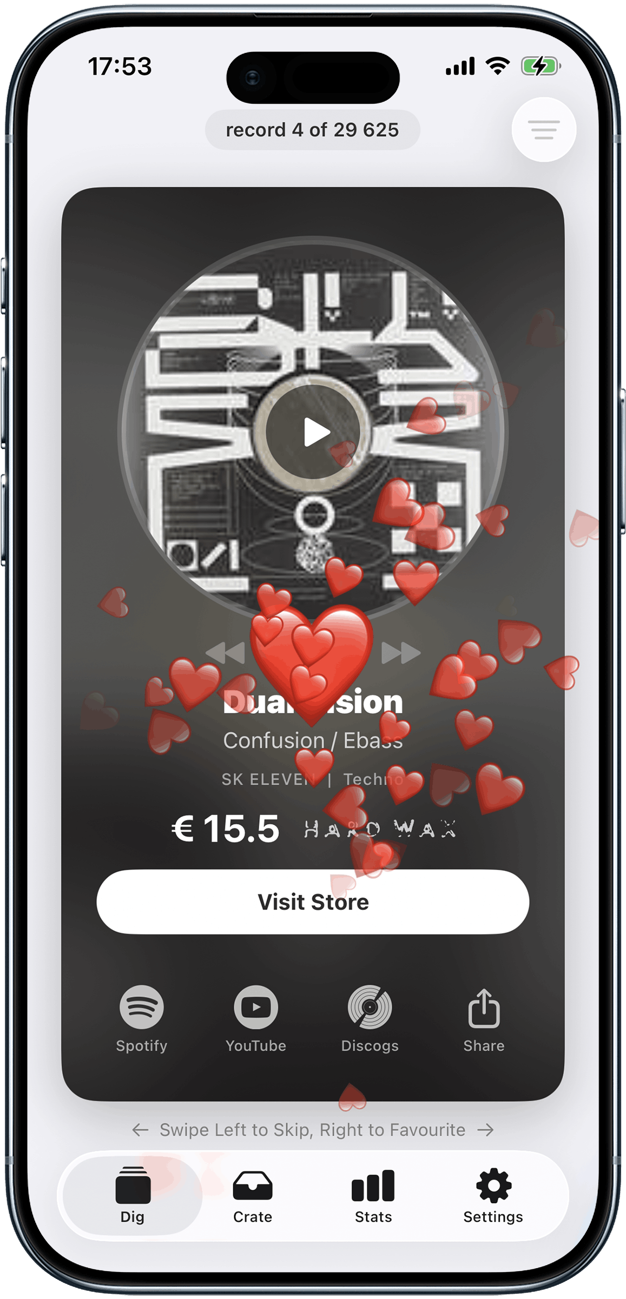 VinylSwiper app screen
