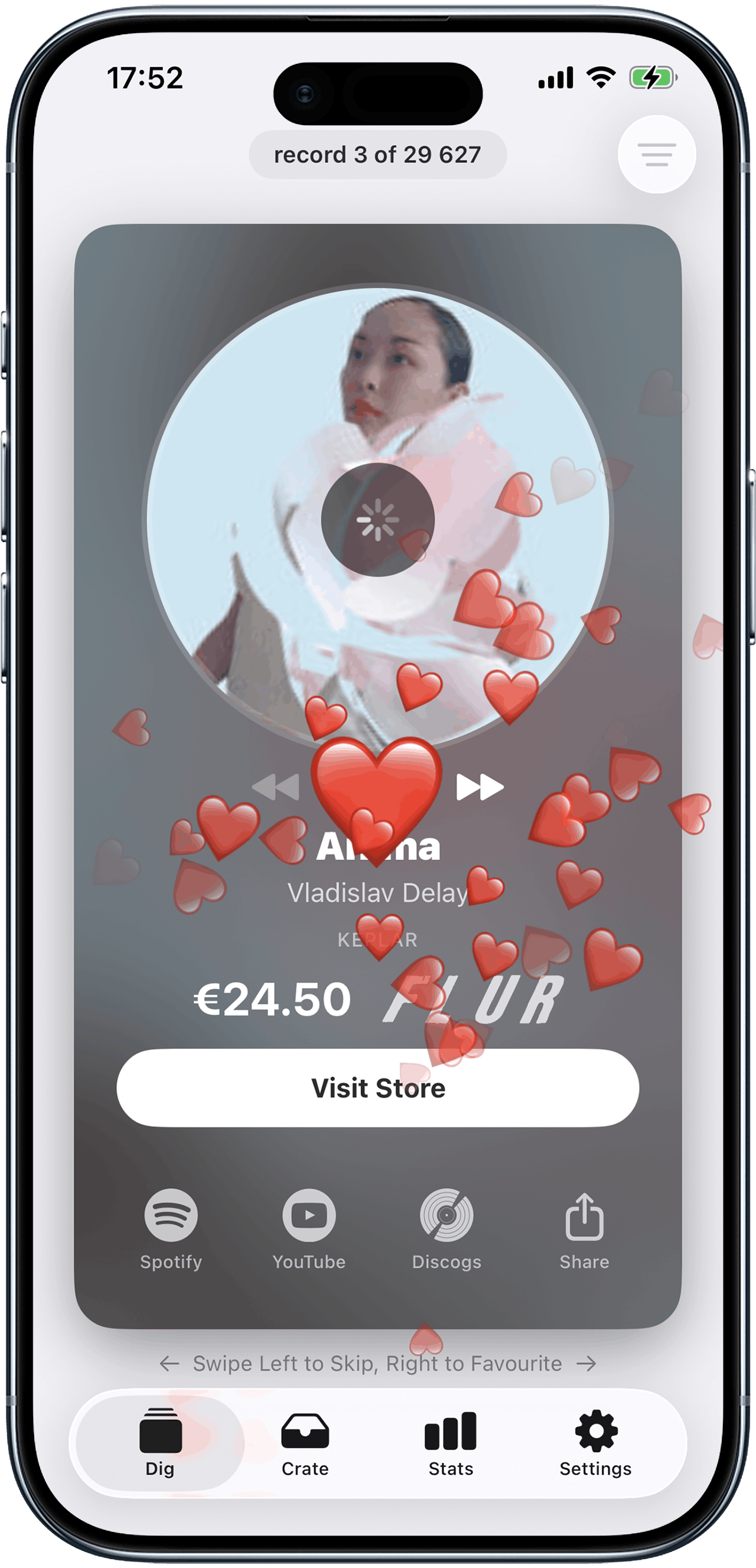 VinylSwiper app screen