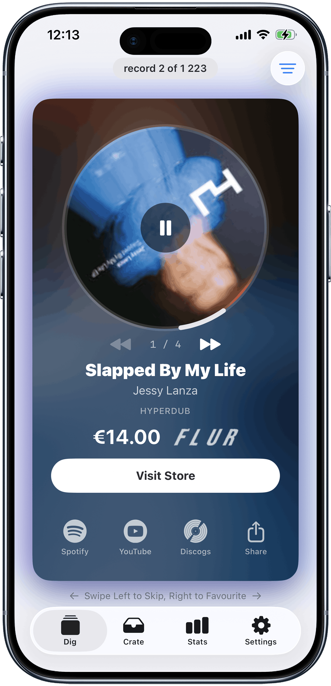 VinylSwiper app screen